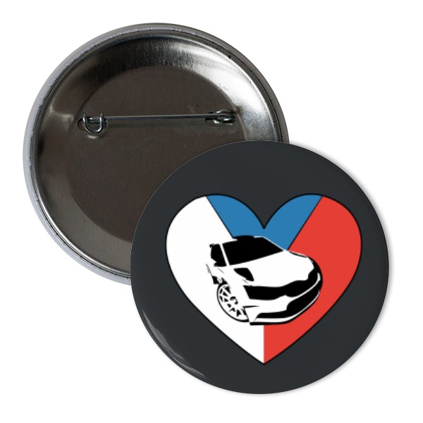 Odznáček  s potiskem Placka Čeští rallyoví srdcaři