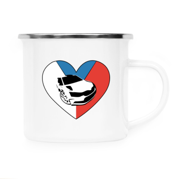 Plecháček - nerezový lem s potiskem Čeští rallyoví srdcaři